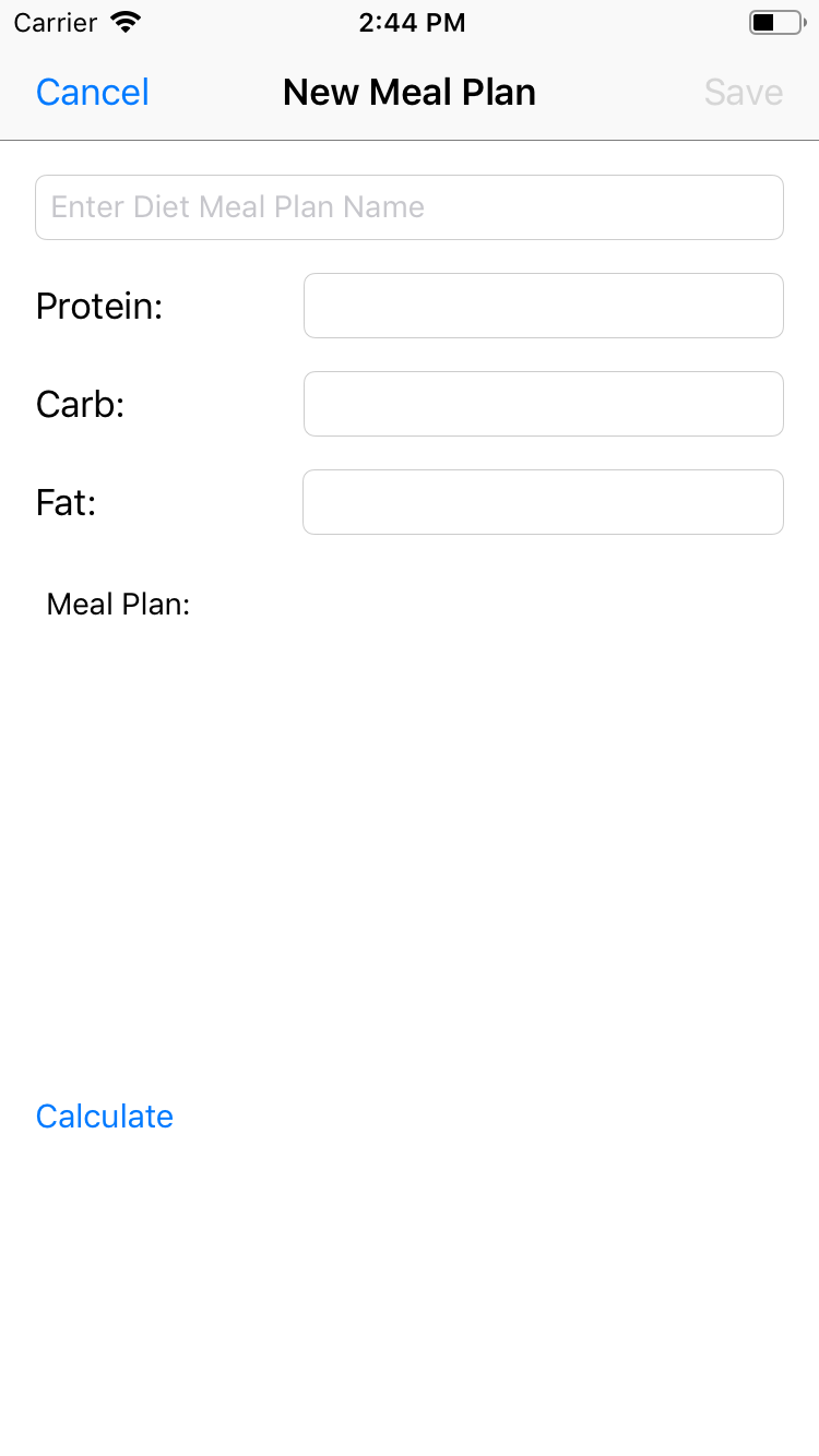 create new meal plan